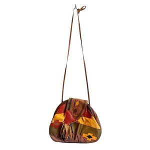 vtg Retro 80's Sereta Multicolor Stitched Patchwork Leather Crossbody Bag